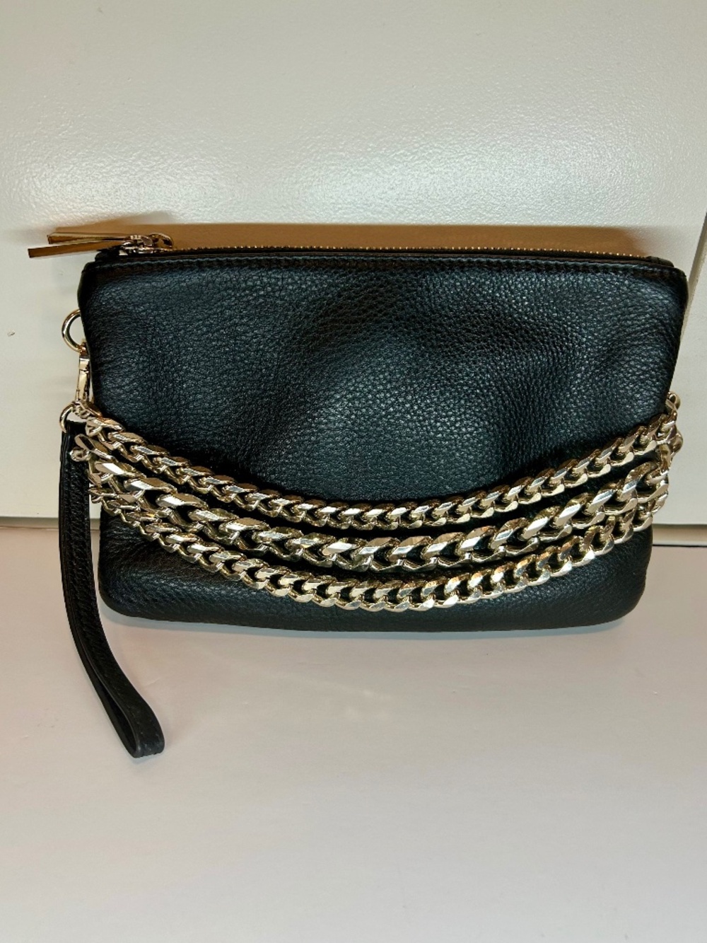 Danier Black Leather Wristlet / Clutch Bag